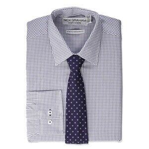 Nick Graham Everywhere Mens Small 14.5-15 32-33 Gingham Long Sleeve Button Shirt